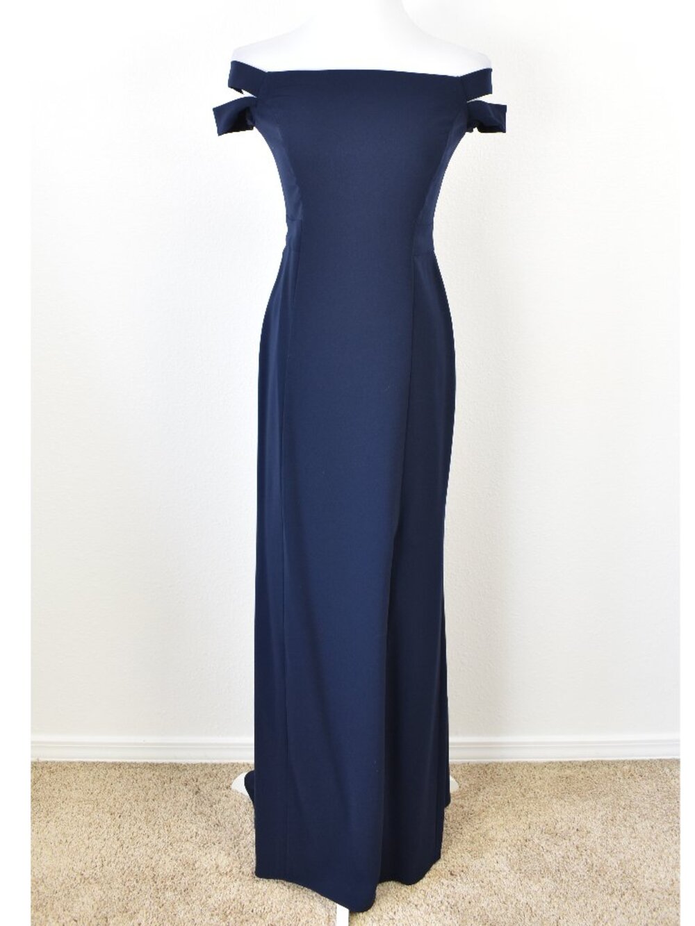 Lauren Ralph Lauren Formal Off Shoulder Dress Navy - 4 - Picture 5 of 10